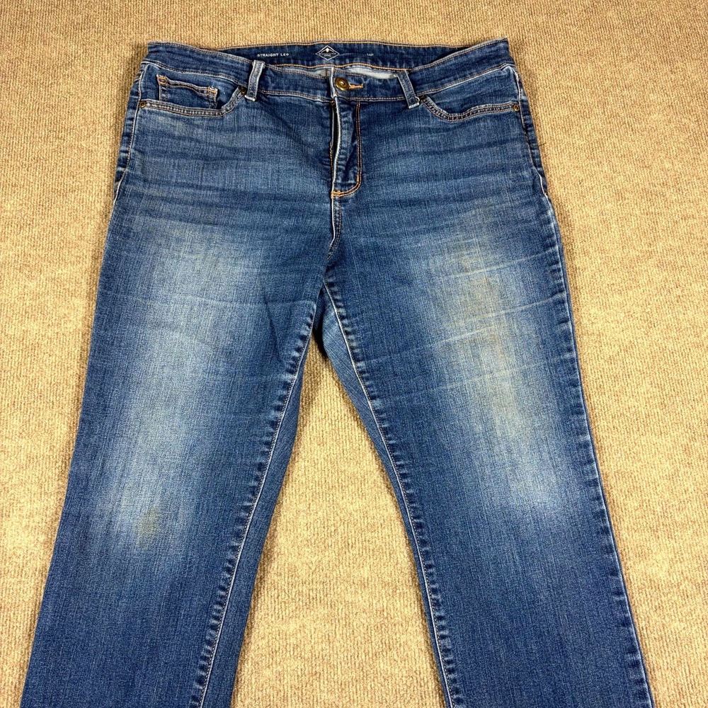 St John's Bay Jeans Womens 14P Blue Denim Stretch Cotton Straight Leg Minimalist - Picture 2 of 12